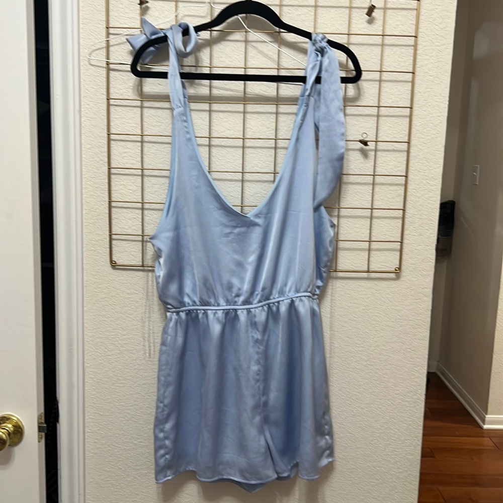 Light Blue Satin Romper